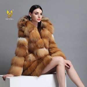 Women's Real Fox Fur Coat Winter Warm Fur Jacket Fashion Hoddie Outwear 16192 Online Black Friday Deals.